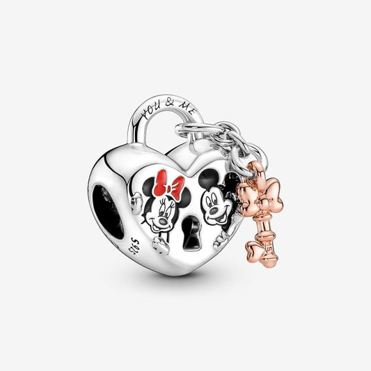 Charm Candado Corazón Minnie y Mickey